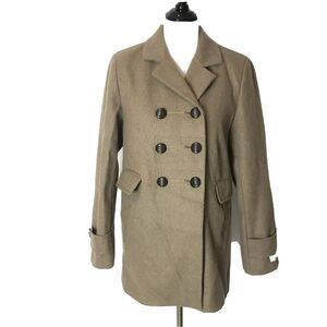 Calvin Klein Coat Women Size 6 Brown Wool Blend Double‎ Breasted Peacoat